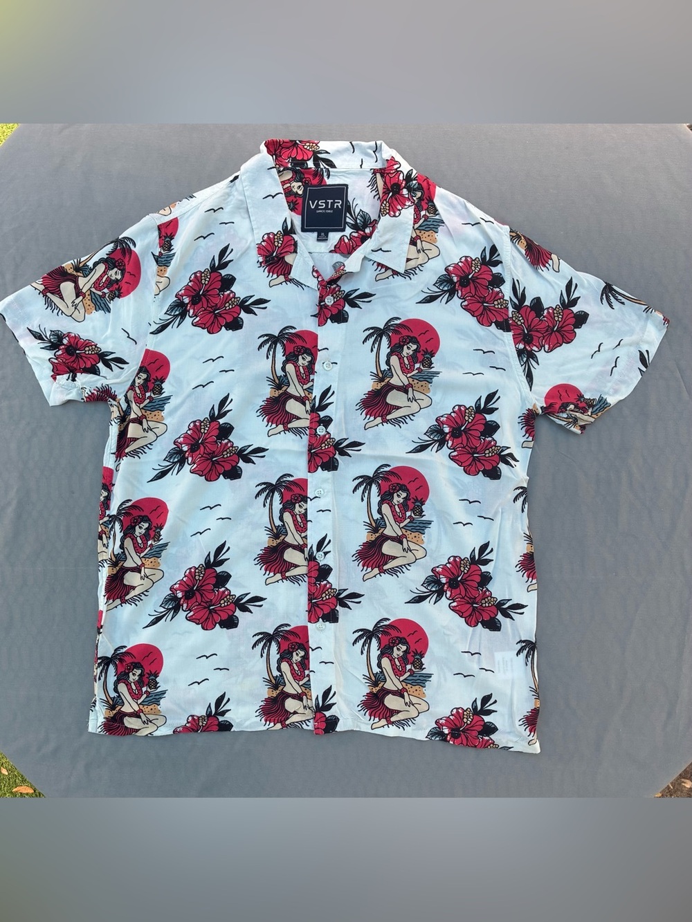VSTR Red Floral Hawaiian Camp Collar Button-Down Shirt